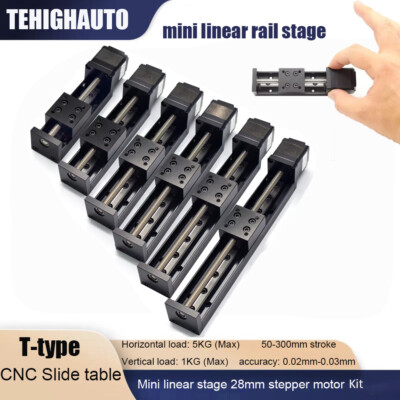 CNC Linear Stage Mini Slide Stroke Table 50-300mm NEMA11 28mm Stepper Motor 5kg
