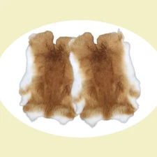2X Real Rabbit Fur Skin Tanned Pelts Hide For Decor DIY Craft Natural Cow Yellow