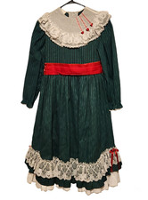 Mini World Dress Green Stripe Red Sash Petticoat Lace Girls Size 12? Made in USA