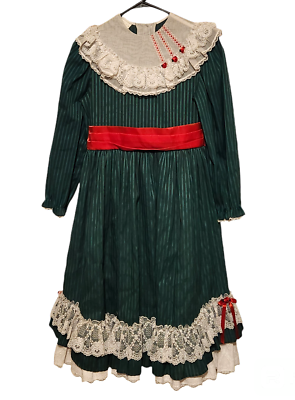 Mini World Dress Green Stripe Red Sash Petticoat Lace Girls Size 12? Made  in USA | eBay