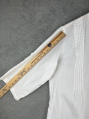 Grace Elements White Linen Top Pullover Size 0X Deep V Neck 3/4 Sleeve - Picture 8 of 9