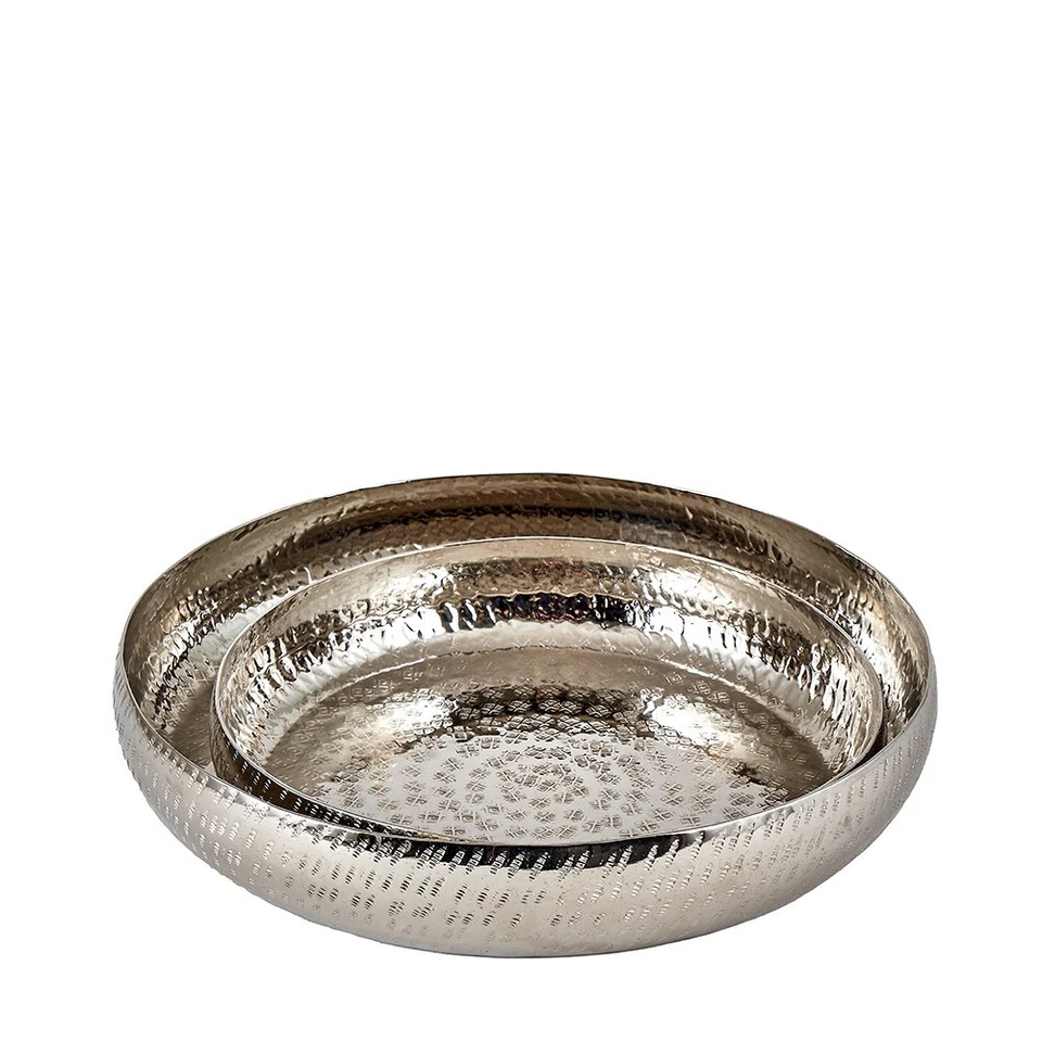 Juego de 2 cuencos decorativos martillados de plata con acentos para el hogar platos de metal de mesa Foto 4 de 4