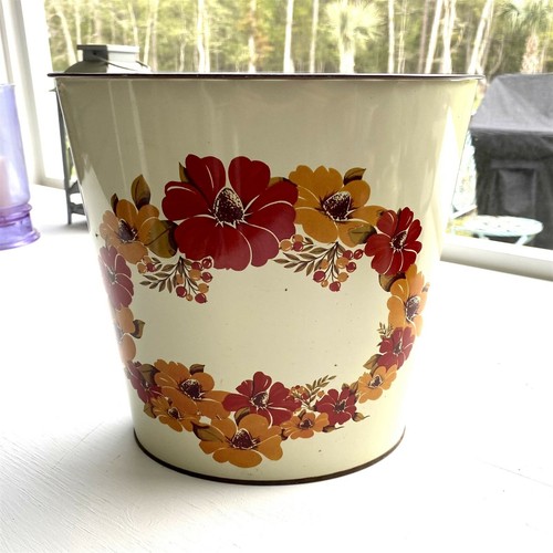 Vintage J.V. Reed Co Louisville KY Floral Metal Trash Can Wastebasket eBay