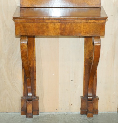 PAIR OF FULLY RESTORED ANTIQUE CIRCA 1815 REGENCY WALNUT CONSOLE TABLES & MIRROR - Picture 12 of 23