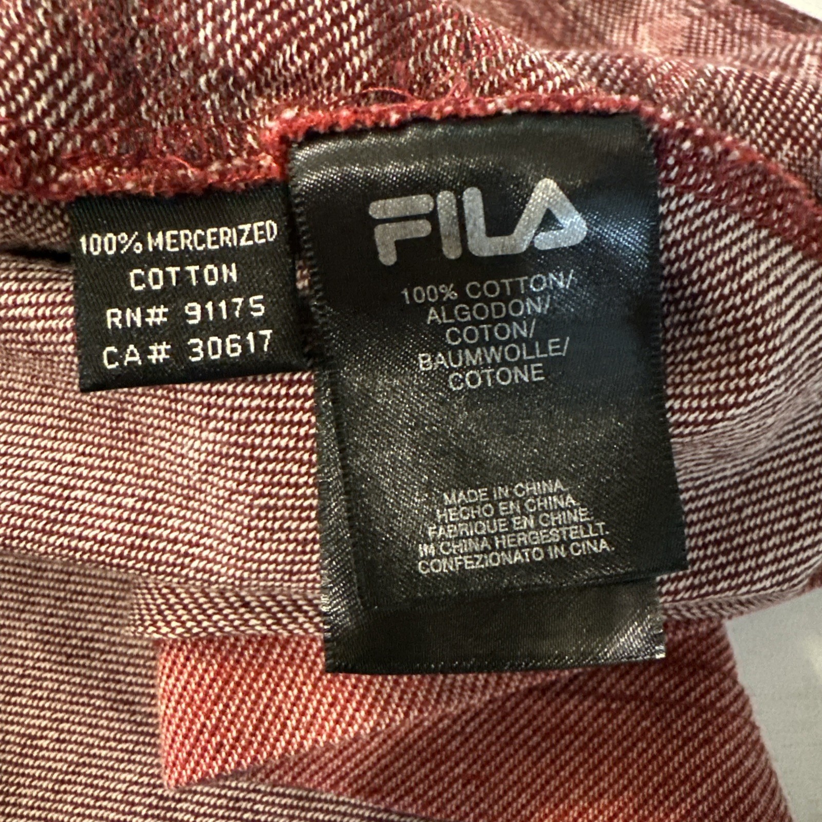 FILA Red Geometric Pattern 100percent MERCERIZED-COTTON Polo Size Large RARE image 9