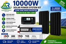 10000W Solar Power System Kit Pure Sine Wave Inverter 220V 2x800W Panels 