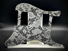 Stratocaster Pickguard Hand Made HSS Black Grey Snake Skin