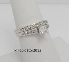 1/2CT Natural Princess Diamond Engagement Wedding Ring Bridal Set 10K White Gold