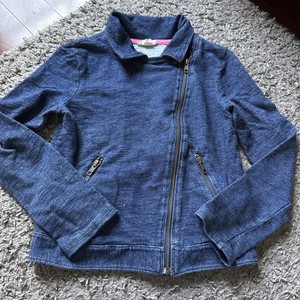Cat & Jack Girls Jacket Dark Blue Soft Jeans ZipUp Size L (10/12) - EUC