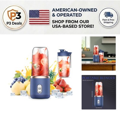 Navy Blue Portable Blender 14oz - USB Rechargeable with 6 Stainless Steel Blades