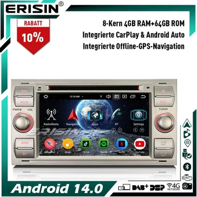 8-Kern Android 16 Autoradio GPS CD Ford S/C-Max Focus Galaxy Kuga Fiesta Transit - Bild 1 von 4