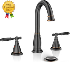 2-Handle 8 Inch 3 Hole Oil Rubbed Bronze Widespread Bathroom Faucets, with Valve
