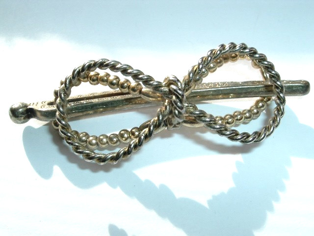Small Lilla Rose Flexi Hair Clip Silver and Goldtone Beaded Bow