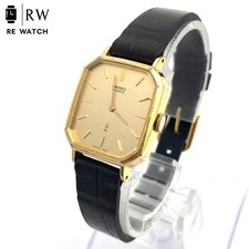 SEIKO 16-6030 Quartz Watch Gold Dial Women's Leather Band Analog From Japan
