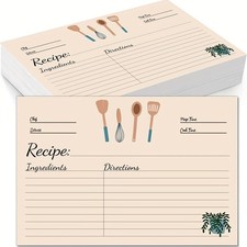 50 Count Recipe Cards, Premium Recipe Card Double Sided, 4x6 Kitchen Design R...