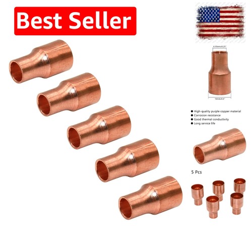1/4 x 3/8 Inch Copper Reducer Coupling - Pack of 5 for HVAC Needs