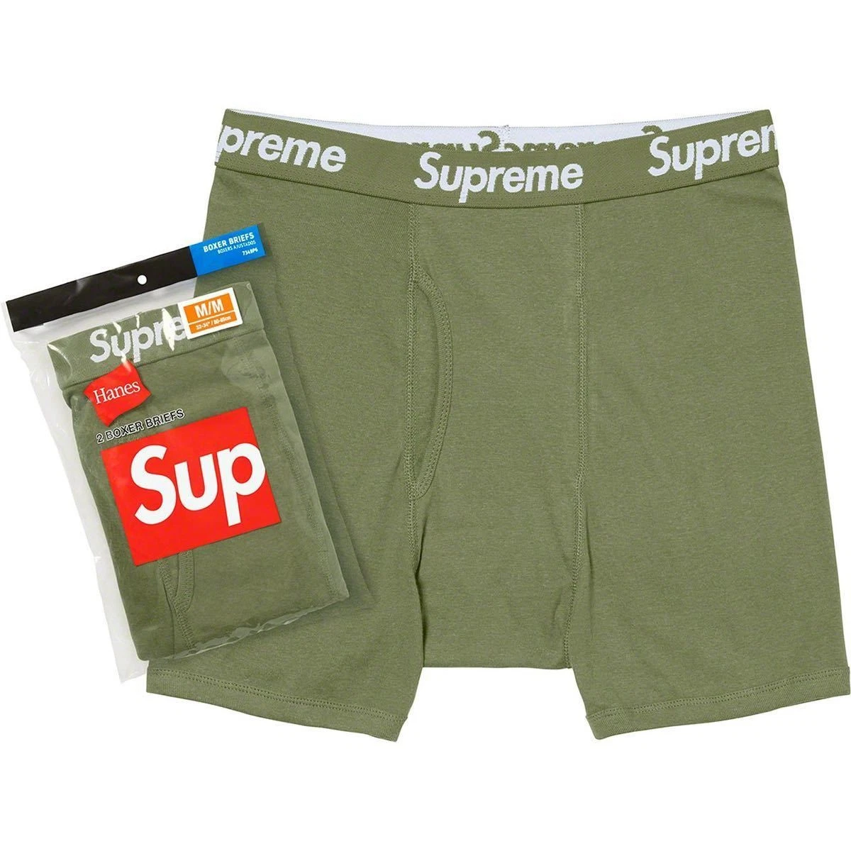 Boxer taille S 1 pièce Supreme Hanes Olive Supreme Hanes boxer slip Oli