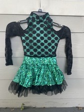 Weissman Green Black Polka Dot Dance Costume SC