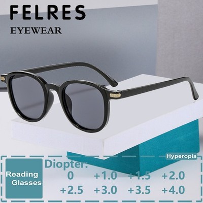 Retro Oval Tinted Reading Glasses For Men Women Outdoor Shade Presbyopic Glasses
