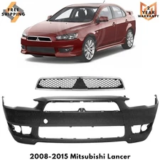 Front Bumper Cover Fascia & Grille Assembly For 2008-2015 Mitsubishi Lancer