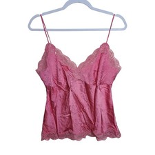 Y2K Pink Satin Lace Trim Babydoll Cami S Coquette Girl Soft Fairy Whimsy Barbie
