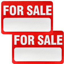 2 PCS For Sale Sign Car Sticker 12" x 8" Reflective Vinyl Decal Weatherproof Red