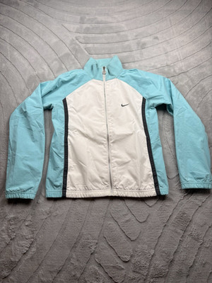 Nike Trainingsjacke Jugend L Weiß/Blau Reißverschluss Langarm mit Taschen