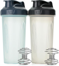 2 Pack 28 Oz Protein Shaker Bottles for Protein Mixes 2X Wire Whisk Leak Proof