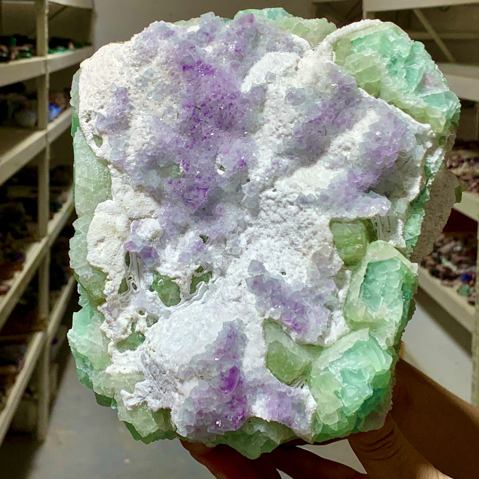 10.4LB Rare Green Purple Cubic Fluorite Crystal Specimen from Zhejiang China