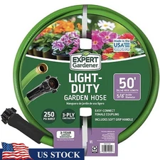 Light Duty 5/8" x 50' Vinyl Garden Hose Flexible Tangle Resistant Watering Tool