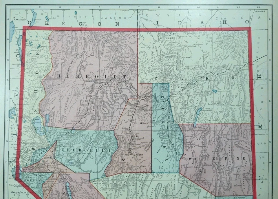 Mapa NEVADA 1903 22"x14" Antiguo Antiguo Original LAGO TAHOE CARSON CITY RENO Foto 3 de 4