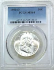 1950-D Franklin Half Dollar PCGS MS64 99% FBL Frosty White PQ New Holder #L343B