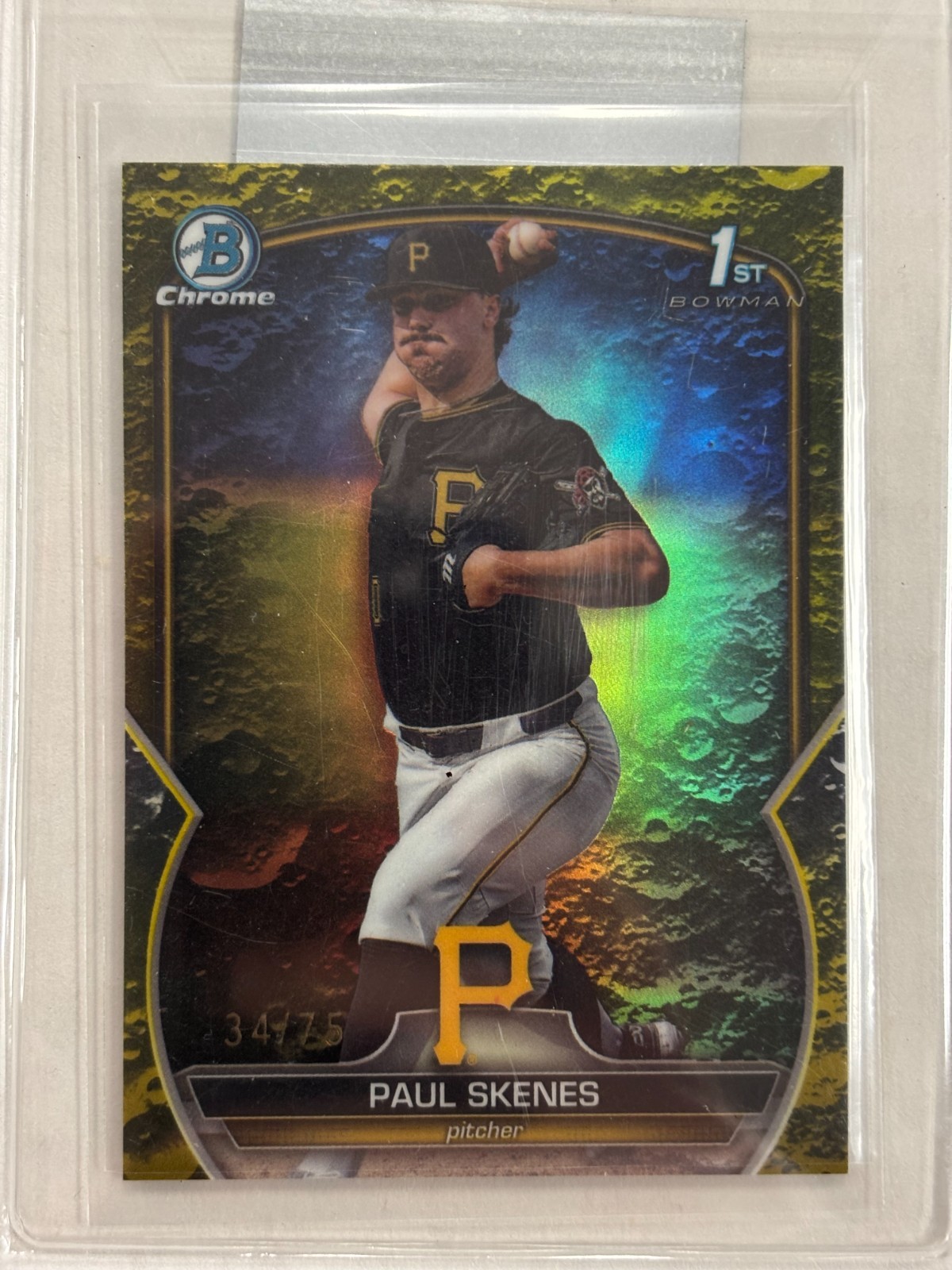 2023 Bowman Chrome Paul Skenes 1ST BOWMAN YELLOW LUNAR #/75 PIRATES