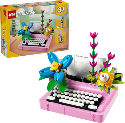 LEGO Creator 3-in-1 Typewriter Building Kit with Floral Accents - Creative Birthday Gift for Kids Ages 9+