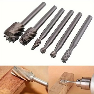 6X Tungsten Carbide Burr Bit Cutting Carving Burr 1/8'' Shank Dremel Rotary Tool