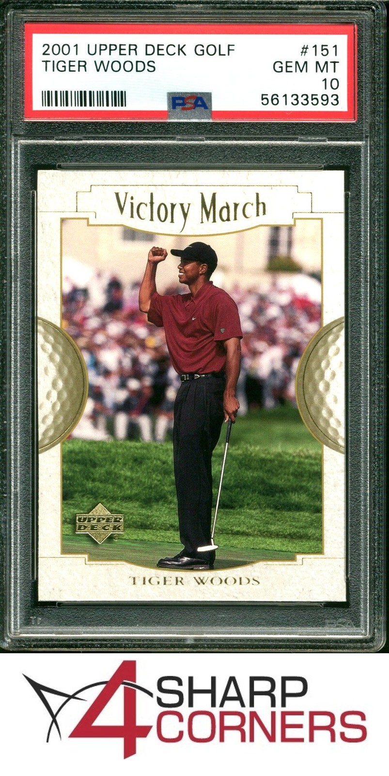 2001 UPPER DECK GOLF #151 TIGER WOODS RC HOF PSA 10 view 1