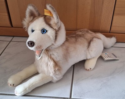 Steiff 033070 Sibirien Dui Husky 35 weiss liegend