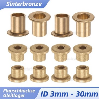 Sinterbronze Lagerbuchse Selbstschmier Gleitlager Flansch Lager Buchse ID 3-30mm