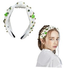 St. Patrick's Day Hair Accessories, Shamrock Headband, Green Jeweled White