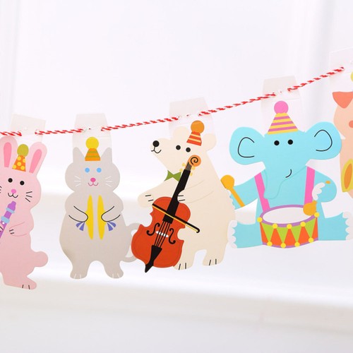 3 PZ Bandiera Musica Festa Bambino Animali Decorazioni Buon Compleanno Ghirlanda Striscione - Foto 6 di 11