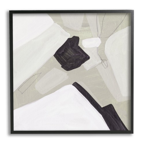 Stupell Abstract Shape Arrangement Neutral Tan Black Modern Off-White 17 x 17