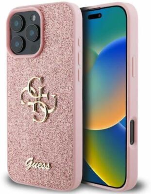 Guess Fixed Glitter Big 4G Hardcase für iPhone 16 Pro Max Pink - GUHCP16XHG4SGP