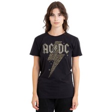 ACDC Leopard Bolt Ladies T-Shirt S-2XL, Black