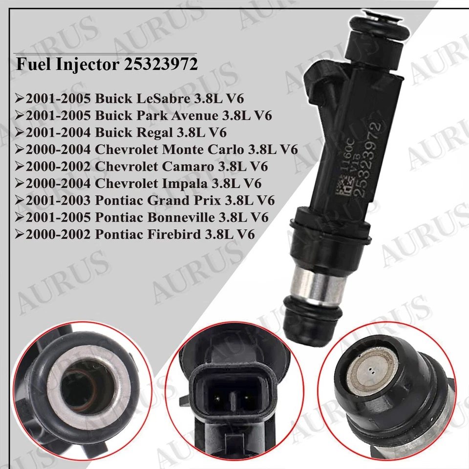 Inyectores de combustible X6 OEM DELPHI para 2001 2002 2003 2004 2005 Buick Park Avenue 3,8 L Foto 2 de 4