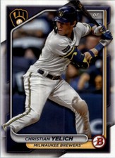 2024 Bowman Base Paper Christian Yelich #34 Milwaukee Brewers MLB Baseball Card