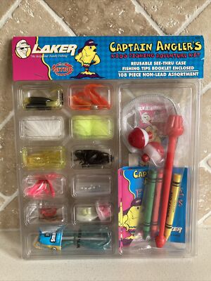 NOS Eagle Claw Nitro Laker Captain Angler s Kids Fishing Adventure Kit Bait Net