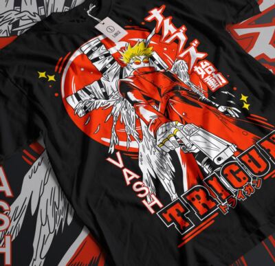 トライガン TRIGUN EXHIBITION Tシャツ 男性用 Lサイズ Trigun T-shirt Vash The Stampede Moon Funny COMEDY Girl Anime