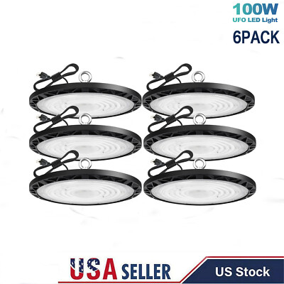 6Pack 100W Ufo Led High Bay Light Commercial Factory Warehouse Gym Shop Light
