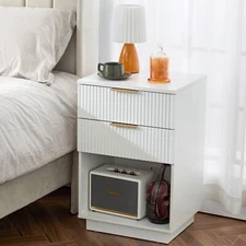 Wooden Nightstand Storage Bedroom with 2 Drawer Bedside Side Cabinet Furniture