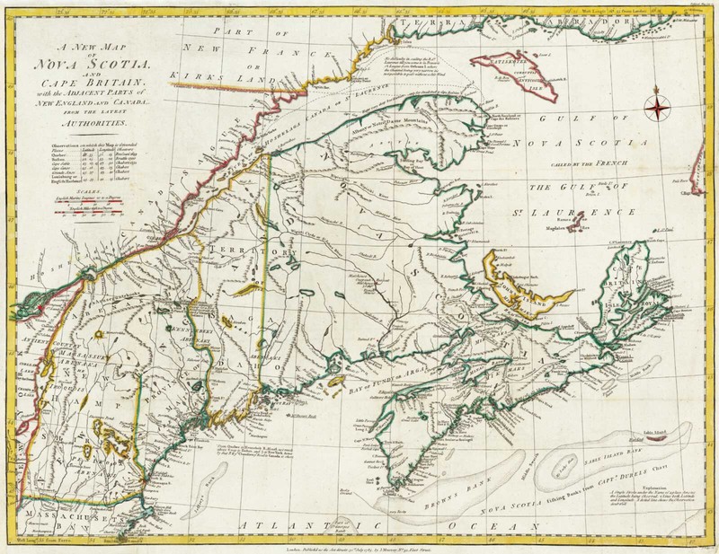 1785 Map of Nova Scotia, Cape Britain, New England and Canada 11"x14" Art Print